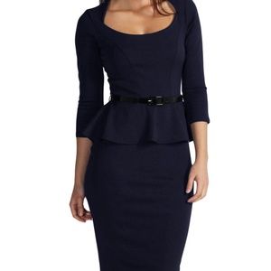 BC Basic Parker Belted Peplum Midi Dress